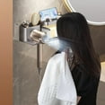 thumbnail image 6 of No-Drill Wall-Mounted Hair Dryer Holder with Storage Shelf - Durable Plastic Bathroom Organizer for Hair Dryers, Towels & Toiletries - Space-Saving Modern Design for Clutter-Free, 6 of 10