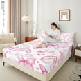 thumbnail image 4 of Castle Fairy Butterflies Girl Full Size Sheets,Pink Gradient Rainbow Bed Sheets, 4 of 7
