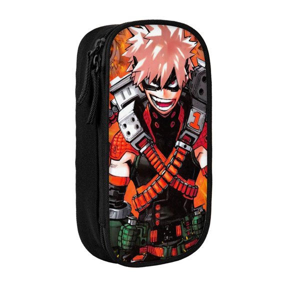 My Hero Academia Pencil Case Large Capacity Pencil Pouch Pen Bag Office Stationery Organizer Travel Makeup Bag Black