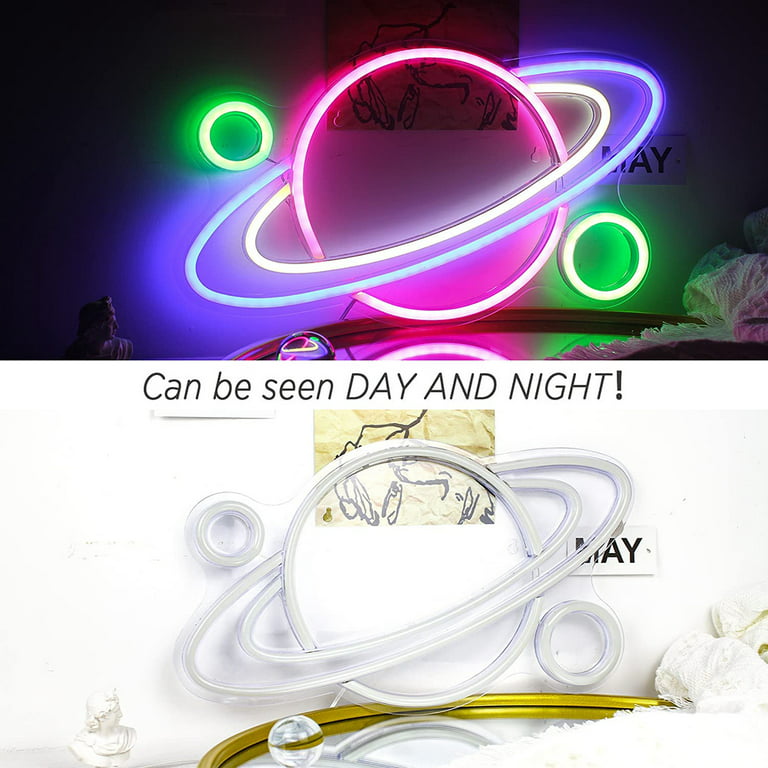 Dongpai Neon Sign, LED Neon Light Wall Light Wall Decor USB Powered Light Up Acrylic Neon Sign for Bedroom, Living Room, Bar, Party, Planet
