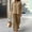Khaki, variant on Wensltd Womens Outfits Summer Linen Set Casual Long Sleeve and Wide Leg Pants
