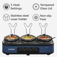 thumbnail image 6 of Sunvivi 3-in-1 Crock Pot Slow Cooker, 4.5QT Buffet Server and Food Warmer with 3 Removable Ceramic Pots, Crockpot with 3 Spoons and Lid Rests for Parties, Picnics, Blue, 6 of 10