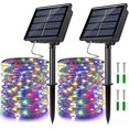 thumbnail image 1 of Guirnaldas de luces solares, guirnaldas de luces solares, impermeables, para exteriores, 8 modos de centelleo, decoración de jardín, encendido/apagado automático, cada una, 1 of 5