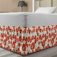 thumbnail image 1 of Poppy Bed Skirt, Hand-drawn Illustration of Poppy Flowers Retro Buds Blossoms, Elastic Bedskirt Dust Ruffle Wrap Around for Bedding Decor, 4 Sizes, Dark Coral Reseda Green, by Ambesonne, 1 of 2