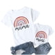 thumbnail image 1 of Gibobby Blusas moda Niños de verano para niños pequeños Camiseta de manga corta Blusa Rainbow Baby T Matching Me Girls And Shirt Trajes casuales Tops Ropa de mamá Family Girls（Blanco， 4-5 Años), 1 of 5