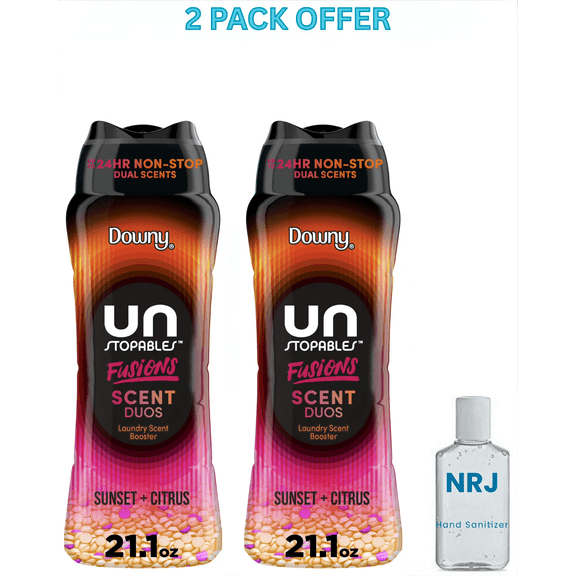 Downy Unstopables Fusions In-Wash Scent Booster Laundry Beads, Sunset and Citrus Scent, 21.1 oz, 2-in-1 All Day Freshness