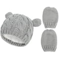 thumbnail image 3 of Zhuge Newborn Winter Beanie Hat Gloves Set for Baby Girls Boys, Infant Toddler Warm Knitted Hat Gloves, Unisex-Baby Beanies (6-18 Months, Gray), 3 of 5