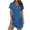 Blue, variant on RYRJJ Summer Casual Dresses for Women Mini Vacation Dress V-Neck Short Sleeve Split Hem Beach T-Shirt Dress(Black,L)