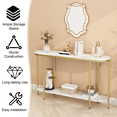 thumbnail image 6 of GZXS 2-Tier Console Table, 42.1" Oval Entryway Table with Open Shelf, Behind Couch Table with Faux Marble Top and Metal Frame for Living Room, Hallway, Easy Assembly, Gold, 6 of 6