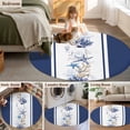 thumbnail image 5 of Coastal Navy Round Area Rug 4 FT, Non Slip Indoor Outdoor Rug, Blue Starfish Coral Nautical Striped Washable Soft Circular Carpet Non-Shedding Floor Mat for Coffee Table Nursery Foyer Balcony, 5 of 8