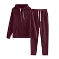 thumbnail image 3 of Blekii Women's Solid Color Hoodie And Sweatpants Set, Matching Long Sleeve Top & Bottoms, Casual Loungewear for Home Or Gym, Soft French Terry Fabric, Comfortable Two-Piece Outfit, 3 of 10