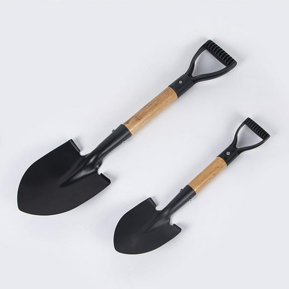 2pcs Anti Bend Garden Spade for Digging Gardening, Camping, Off Road, Short Metal Garden Shovel with Round Point Blade, Kids Mini Sand Beach Spade, Heavy Duty Car Snow Removal Tools