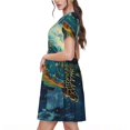 thumbnail image 2 of Easygdp Surfing Turtle para Vestido Transpirable de Mujer, Vestido Suelto de Manga Corta con Pliegues y Bolsillos para el Verano, 2 of 6
