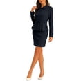 thumbnail image 4 of INSPIRE CHIC Two Pieces Suits for Women's Business Peplum Blazer Jacket Mini Pencil Skirt Sets L Navy Blue, 4 of 5