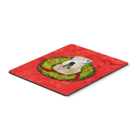 "Wheaten Terrier Soft Coated Cristmas Wreath Mouse Pad Hot Pad or Trivet"