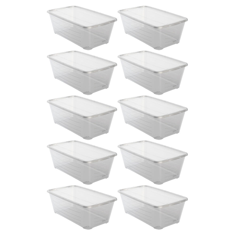 6 qt 6 Sterilite Clear Womens Shoe Storage Boxes w/Lids 