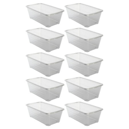 Life Story SHB-10 6 Quart Clear Shoe Storage Box Stacking Container, 10