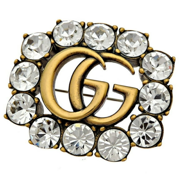 Pre-Owned Gucci Crystal Double G Men's Brooch 506171 J1D50 8062 Metal (Good)