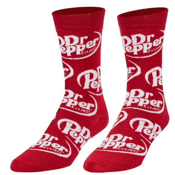 Crazy Socks – Dr Pepper Logo Unisex Crew Socks Large – Fun Colorful Soda Graphic Prints, Bold Pop