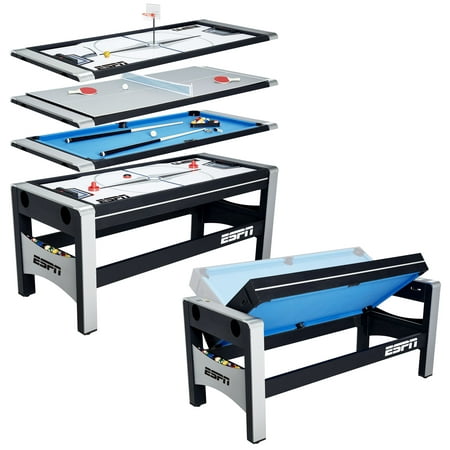 ESPN 72 Inch 4-in-1 Swivel Combo Game Table, 4 Games with Hockey, Billiards, Table Tennis and Finger Shoot (Best Combination Game Table)