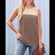 thumbnail image 5 of Camiseta Sin Mangas Informal de Verano con Cuello Redondo y Bloques de Color para Mujer, Color Marrón L, 5 of 8