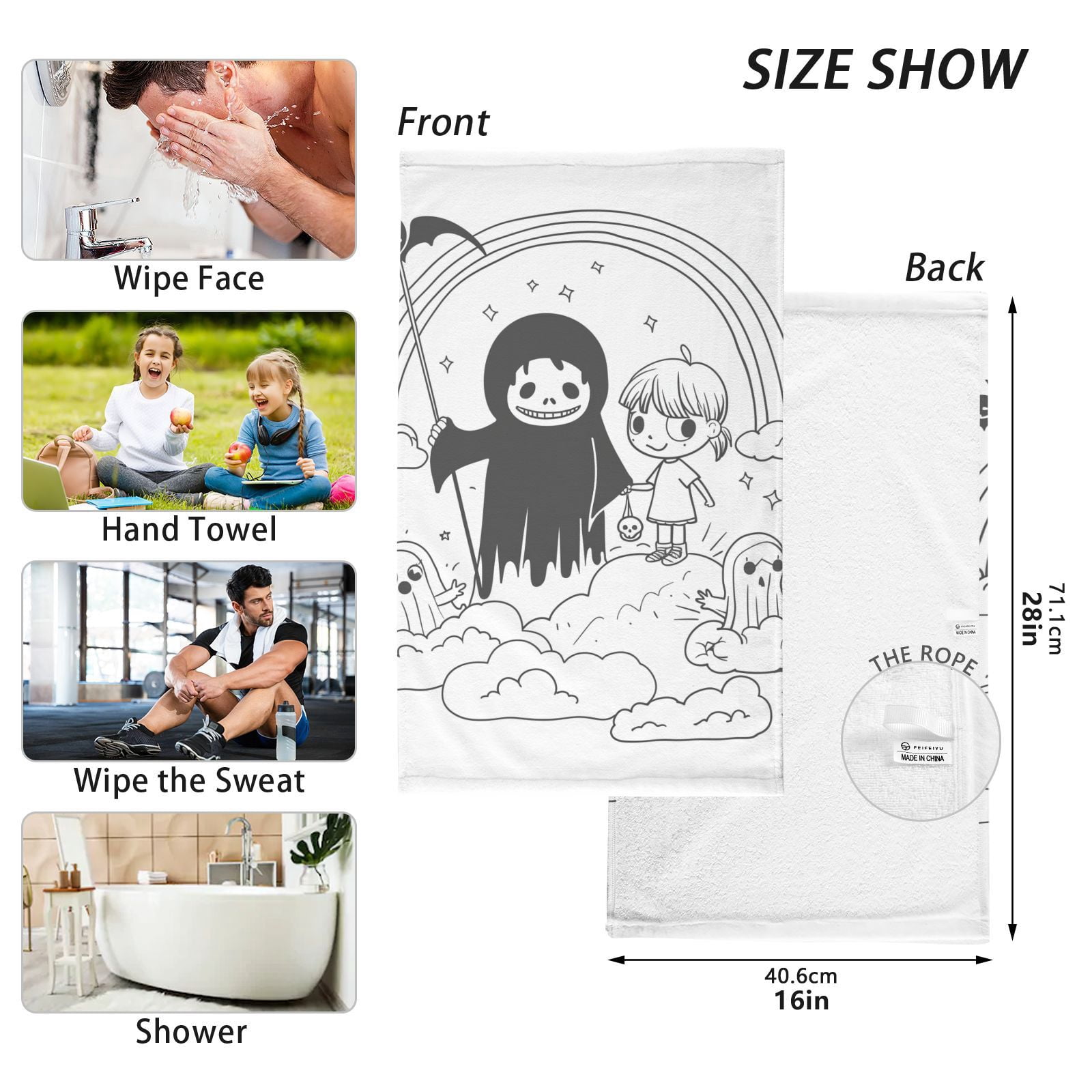 Gost Rainbow Hand Towels Cotton Bath Towels Large Face Towels Absorbent for Bathroom 2 Packs