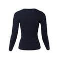 thumbnail image 3 of A2Y Women's Fitted Ribbed Long Sleeve Henley Sweater Navy L, 3 of 5