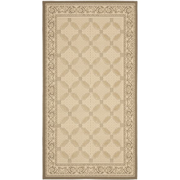 Safavieh Courtyard Cohen Bordered Indoor/Outdoor Area Rug, Dark Beige/Beige, 2'7" x 5'