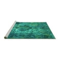 thumbnail image 2 of Ahgly Company Machine Washable Indoor Rectangle Oriental Turquoise Blue Industrial Area Rugs, 4' x 6', 2 of 4