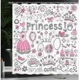 thumbnail image 4 of Ambesonne Girls Shower Curtain, Tale Cartoon Tiara, 69"Wx75"L, Grey Pink White, 4 of 5