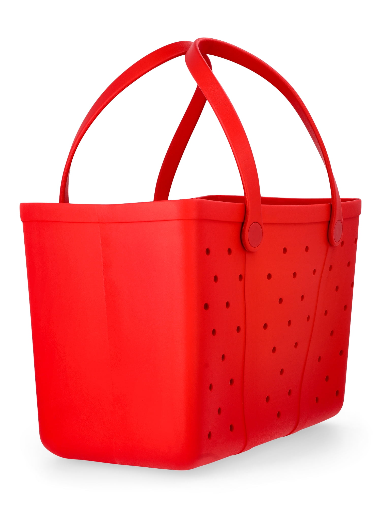 Time and Tru Women's Waterproof EVA Beach Tote Bag, Red