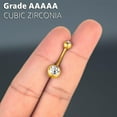 thumbnail image 4 of 14K Gold Plated G23 Titanium Belly Button Rings Internally Threaded with Grade AAAAA Cubic Zirconia - Gold Plated Belly Button Rings - 14g Navel Ring Piercing Jewelry Internal Thread For Women, 4 of 5