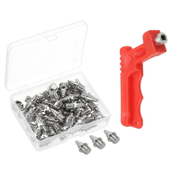 Unique Bargains 1/4 Inch Track Spikes Sports Shoes Replacement Spikes with Spike Wrench Silver 50 Pack