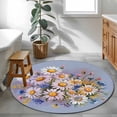 thumbnail image 4 of Round Area Rug 3.3 Ft, Watercolor Flowers Washable Non-Slip Circle Carpet for Living Room/Bedroom, Farmhouse Spring Botanical Daisy Plants Low-Profile Small Kitchen Mats Collection Rugs for Indoor, 4 of 7