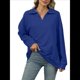 thumbnail image 2 of de Larga con Cuello en V para Mujer, Sudaderas Ligeras, Ropa de Moda de Otoño 2025. Azul Real L, 2 of 10