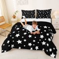 thumbnail image 3 of Manfei Lovely Stars Polka Dot King Size Comforter Sets,Cute Cartoon Themed Comforters King Size,Black White,Black Reversible,3pcs,1 Comforter and 2 Pillowcases, 3 of 7