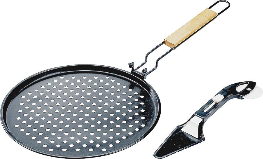 GrillPro 98140 Non-Stick Pizza Grill Pan includes Pizza Cutter/ Server 12-Inch 