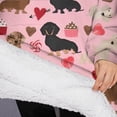 thumbnail image 3 of Oversized Wearable Blanket Hoodie,Pink Cute Dachshund Dog and Love Heart Sherpa Blanket Hoodie with Super Pockets,Super Warm Fuzzy Pullover for Women & Men, 3 of 6
