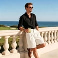 thumbnail image 6 of smawell Mens Baggy Pleated Dress Shorts Elastic Waist 9 in, 6 of 8