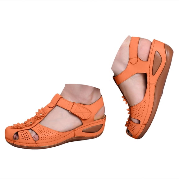 IUJSOY Orthopedic Sandals for Women 2025 Summer Closed Toe Walking Shoes Hook and Loop Beach Shoes