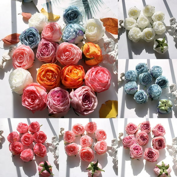 Ramo de rosas artificiales de tela de seda - Decoración floral para bodas nupciales de 5 cm