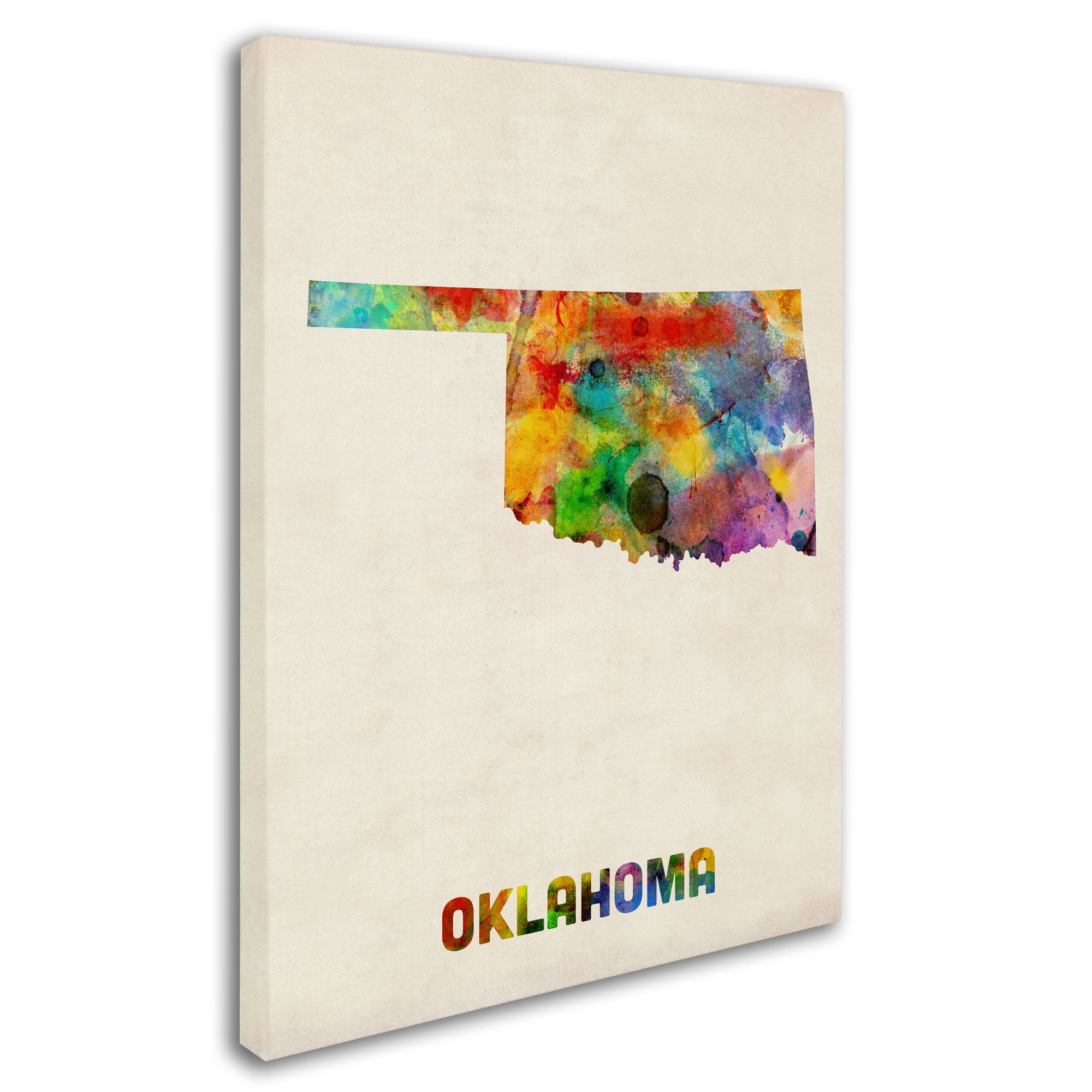 Trademark Fine Art "Oklahoma Map" Canvas Wall Art by Michael Tompsett