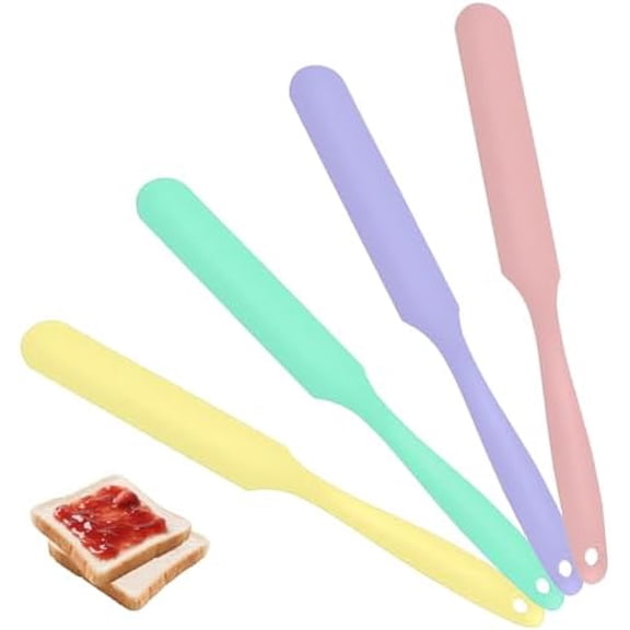 4Pcs Jar Spatula Silicone Long Scraper, Food-grade Cream Spatulas, Heat-Resistant Jam Spreader for Scraping Kitchen Baking Mixing Cake Butter