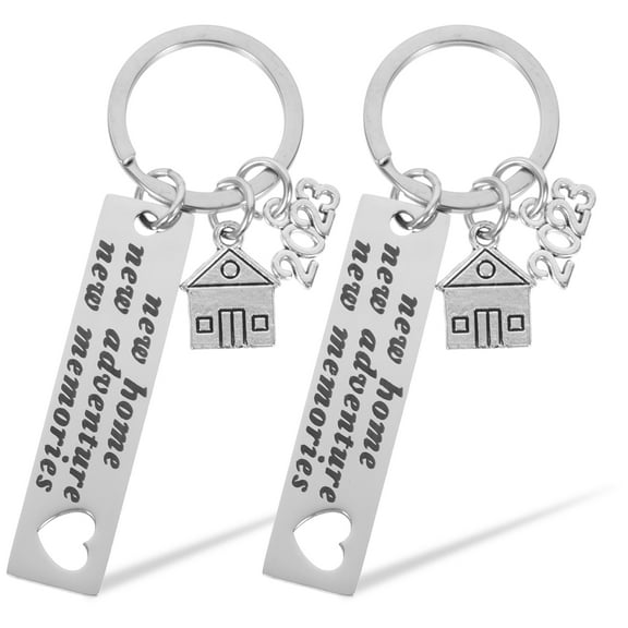 GAXIRE 2-Pack Keychains 5X1.2CM Our First Home Housewarming Keyring Set