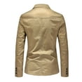 thumbnail image 3 of SWSMCLT Men's Long Sleeve Vintage Jackets Lightweight Jacket Cotton Blazer Winter Spring Slim Fit Classic Khaki Large, 3 of 4