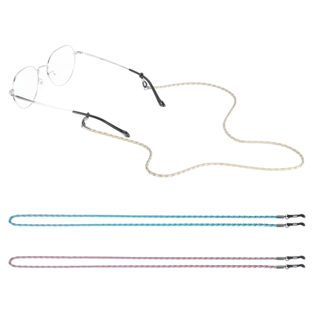 Uxcell 3 Pcs Correa para Gafas, Cadenas de Gafas de Cuero PU Trenzado de 27.6 Pulgadas con Bucles de Silicona