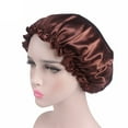 thumbnail image 2 of Holloyiver Silk Bonnet for Sleeping, Reusable Satin Hair Bonnets, Soft Elastic Band Silk Sleep Cap, Hair Wrap for Women (Coffee), 2 of 5