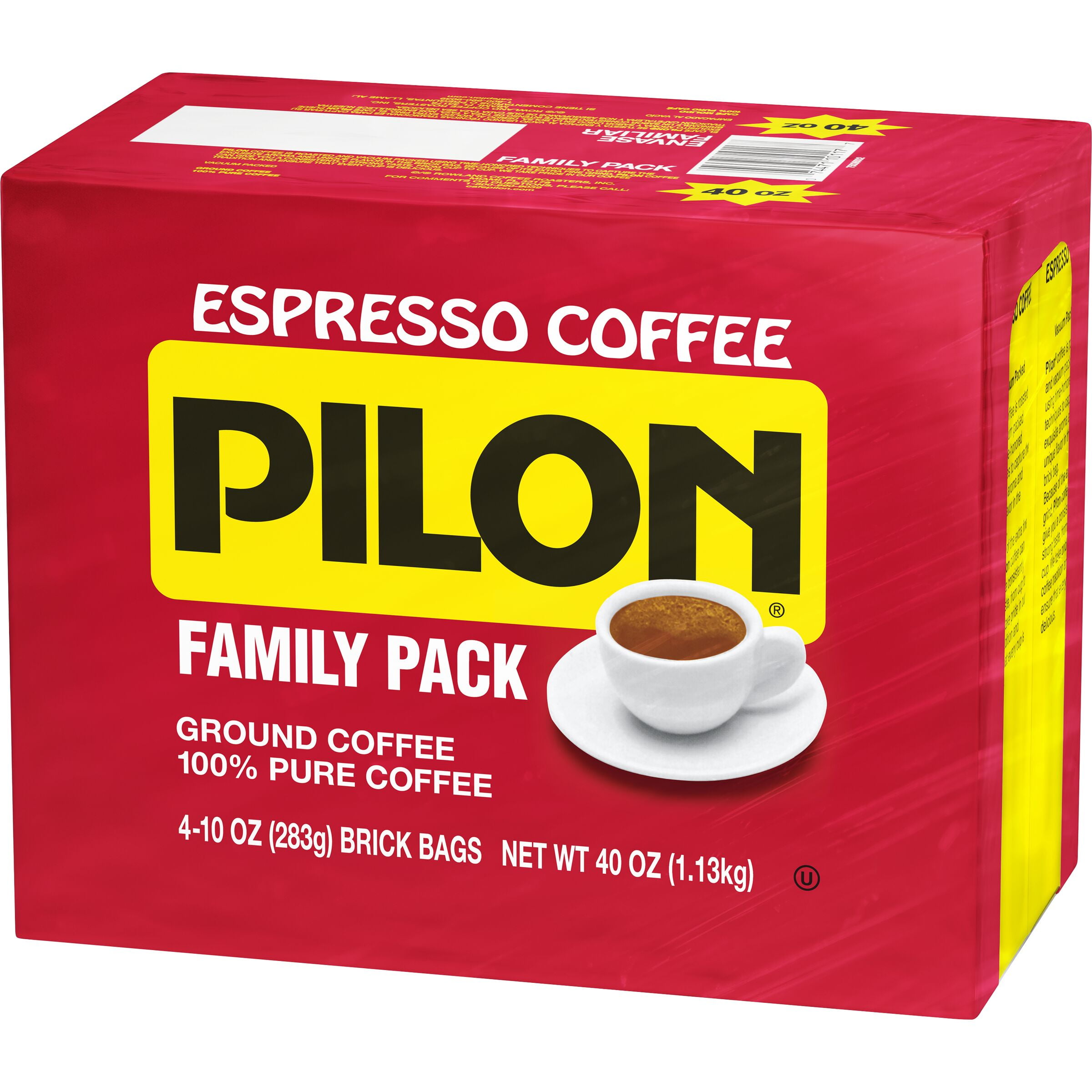 Pilon Espresso, 100% Arabica Coffee, 10-Ounce Bricks (Pack of 4)