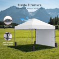 thumbnail image 4 of Fusion 10x10 Pop Up Canopy Tent with Sidewall, Portable Outdoor Canopy, One-Person Setup, UV & Water-Resistant Easy Up Canopy, Beach Canopy with 3 Height Levels, White, 4 of 9