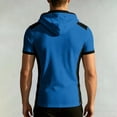 thumbnail image 6 of Qiyinn Men's Short Sleeve Hooded Henley Shirt,Casual Color Block Pullover Hoodie Breathable Summer Tops for Outdoor Beach, 6 of 7